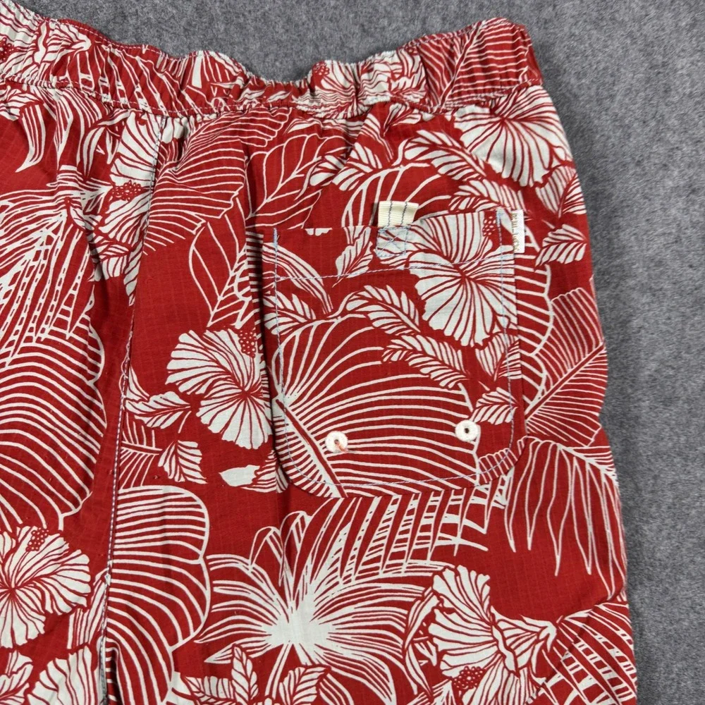 Tommy Bahama Swim Trunks Mens S Red White Hibiscus Floral Nylon Board Shorts 6in